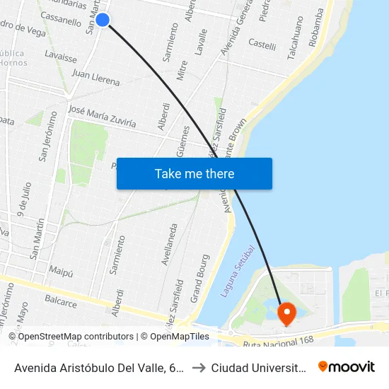 Avenida Aristóbulo Del Valle, 6525 to Ciudad Universitaria map