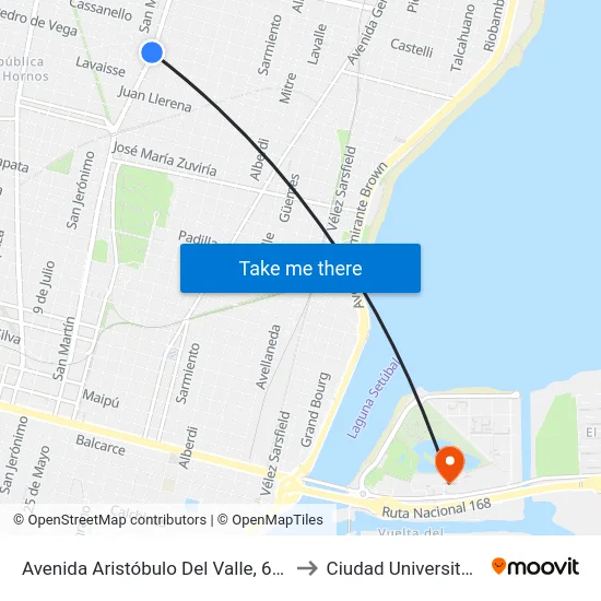 Avenida Aristóbulo Del Valle, 6235 to Ciudad Universitaria map
