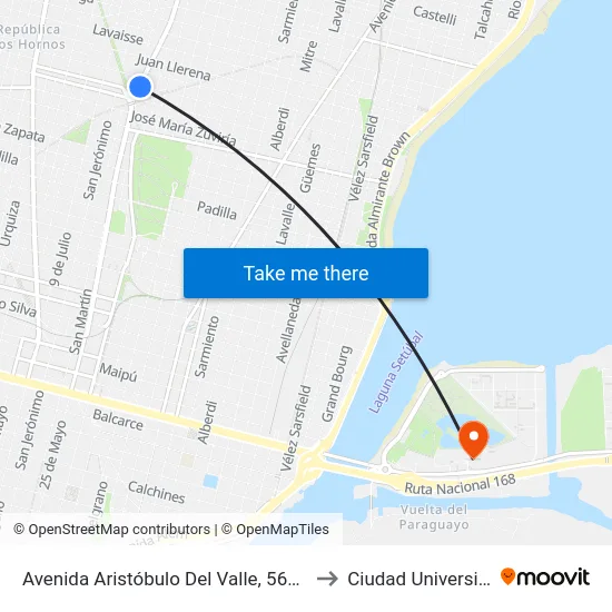 Avenida Aristóbulo Del Valle, 5684-5700 to Ciudad Universitaria map