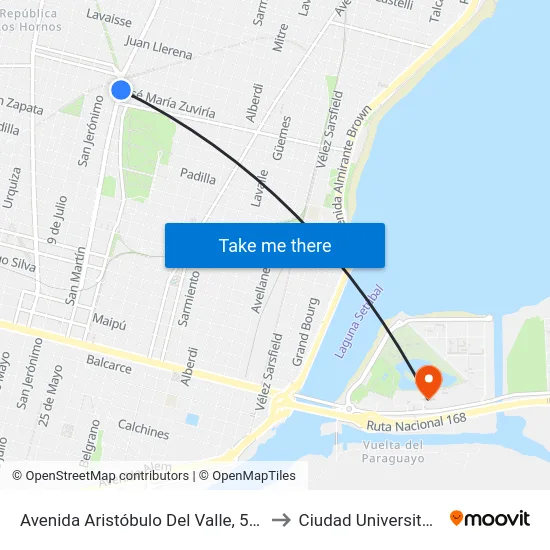 Avenida Aristóbulo Del Valle, 5472 to Ciudad Universitaria map