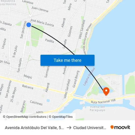 Avenida Aristóbulo Del Valle, 5315 to Ciudad Universitaria map