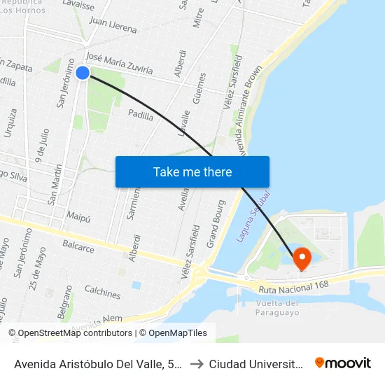 Avenida Aristóbulo Del Valle, 5290 to Ciudad Universitaria map