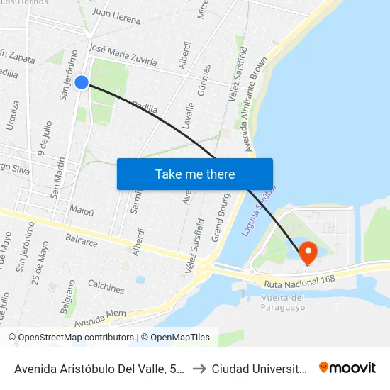 Avenida Aristóbulo Del Valle, 5090 to Ciudad Universitaria map