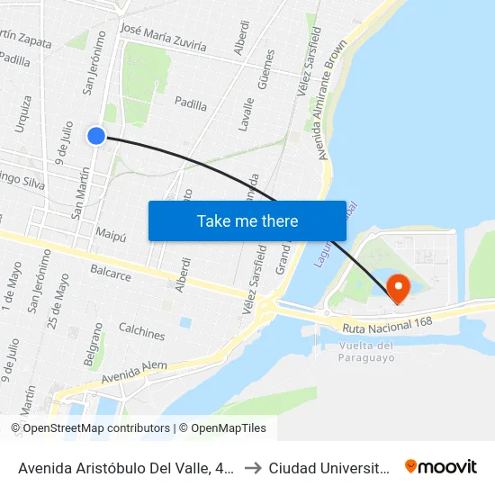 Avenida Aristóbulo Del Valle, 4545 to Ciudad Universitaria map