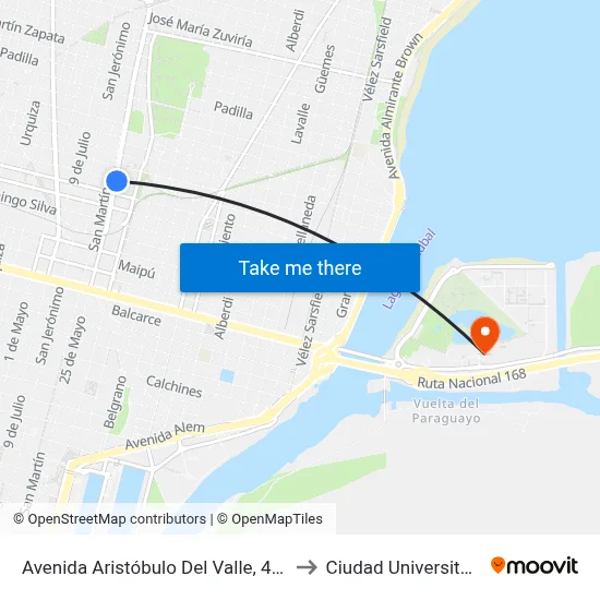 Avenida Aristóbulo Del Valle, 4298 to Ciudad Universitaria map