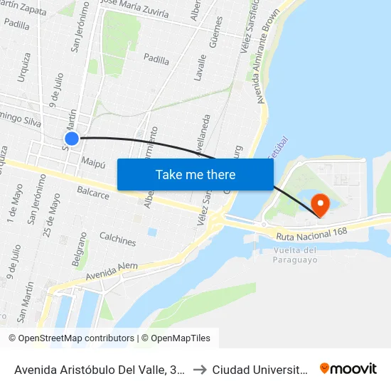 Avenida Aristóbulo Del Valle, 3911 to Ciudad Universitaria map