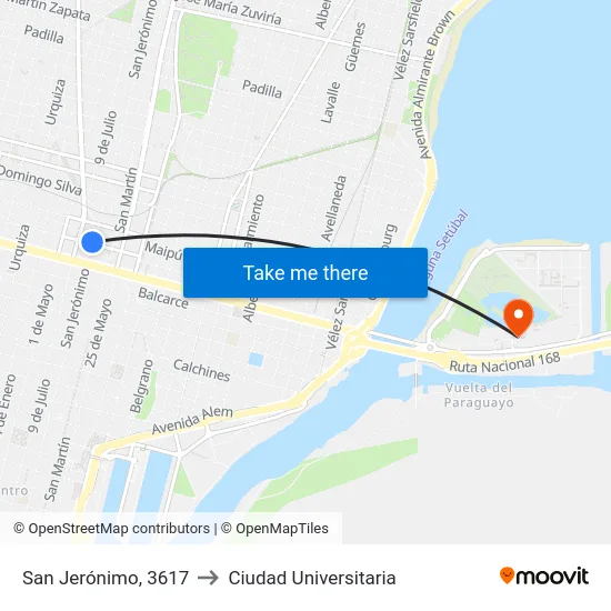San Jerónimo, 3617 to Ciudad Universitaria map