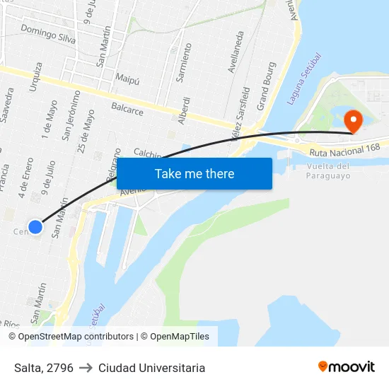 Salta, 2796 to Ciudad Universitaria map