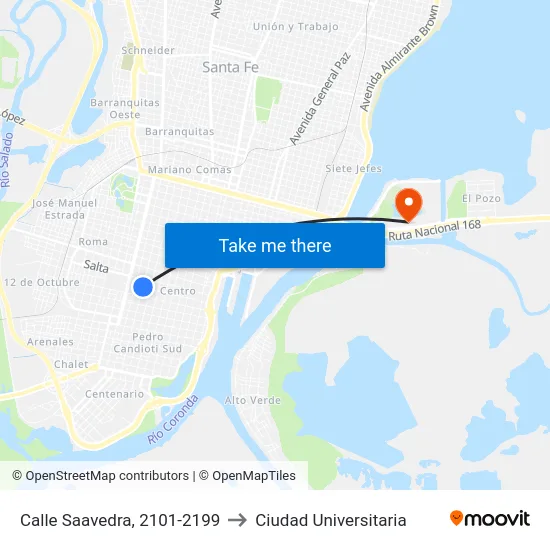 Calle Saavedra, 2101-2199 to Ciudad Universitaria map