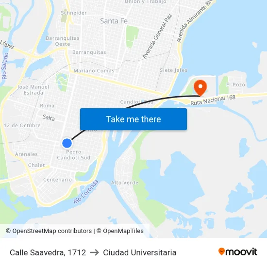 Calle Saavedra, 1712 to Ciudad Universitaria map