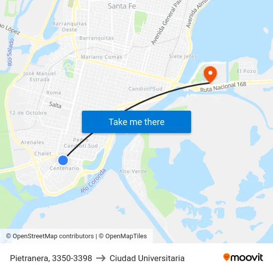 Pietranera, 3350-3398 to Ciudad Universitaria map