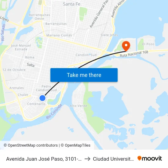 Avenida Juan José Paso, 3101-3157 to Ciudad Universitaria map