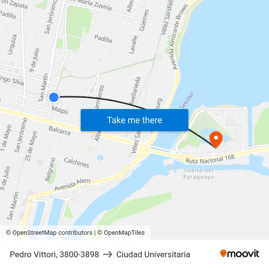 Pedro Vittori, 3800-3898 to Ciudad Universitaria map