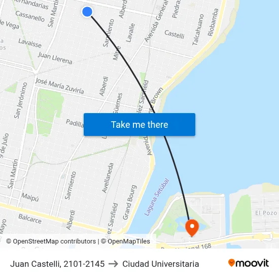 Juan Castelli, 2101-2145 to Ciudad Universitaria map