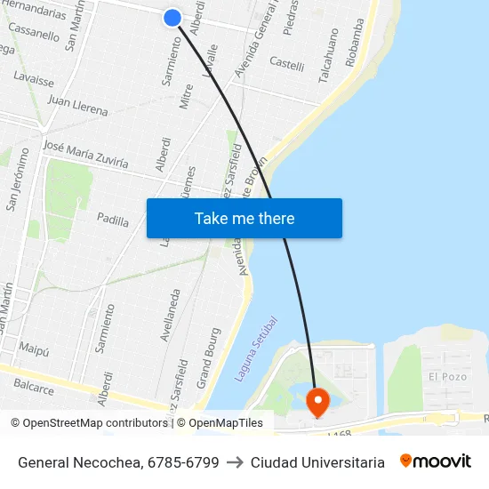 General Necochea, 6785-6799 to Ciudad Universitaria map