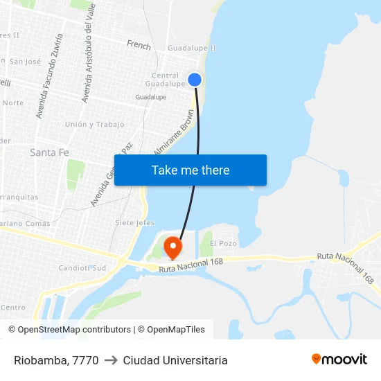 Riobamba, 7770 to Ciudad Universitaria map