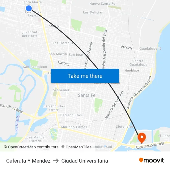 Caferata Y Mendez to Ciudad Universitaria map