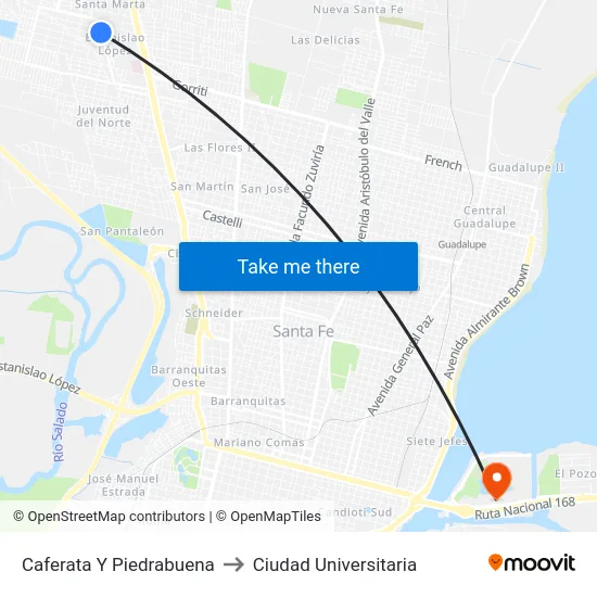 Caferata Y Piedrabuena to Ciudad Universitaria map