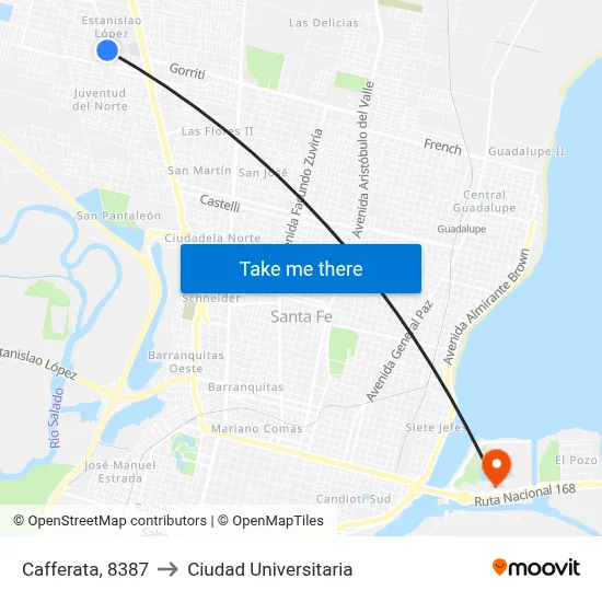 Cafferata, 8387 to Ciudad Universitaria map