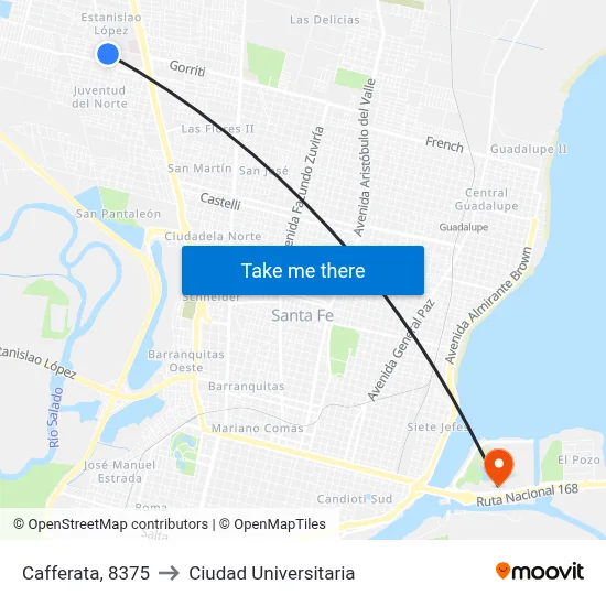 Cafferata, 8375 to Ciudad Universitaria map