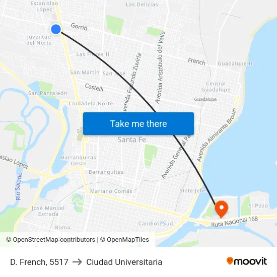 D. French, 5517 to Ciudad Universitaria map
