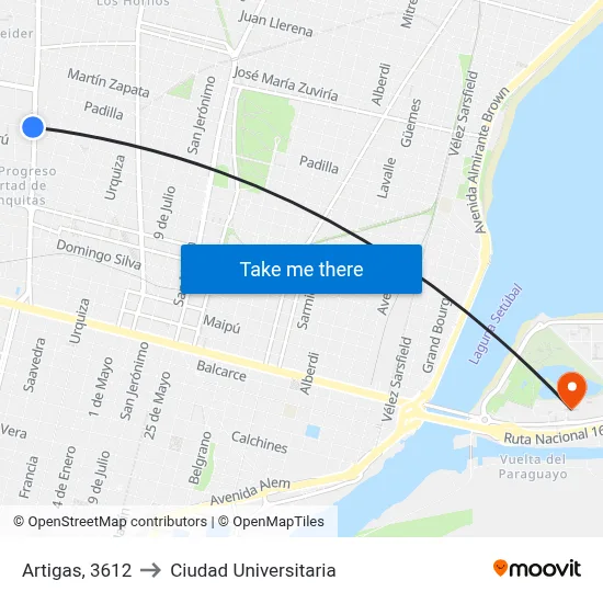Artigas, 3612 to Ciudad Universitaria map