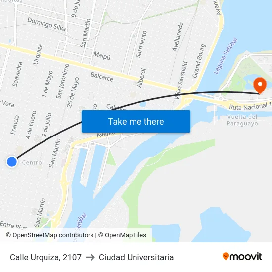 Calle Urquiza, 2107 to Ciudad Universitaria map