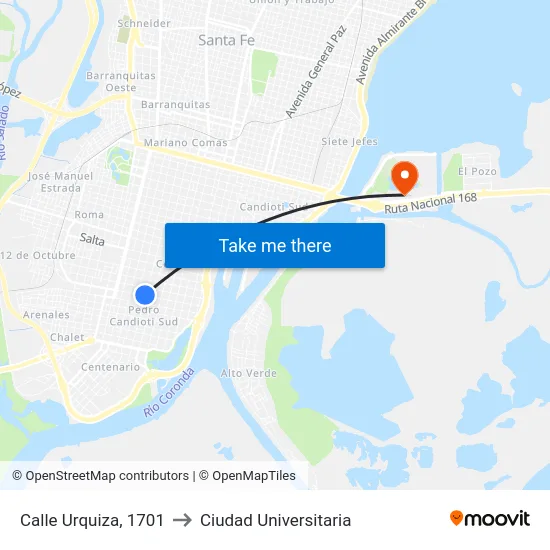 Calle Urquiza, 1701 to Ciudad Universitaria map