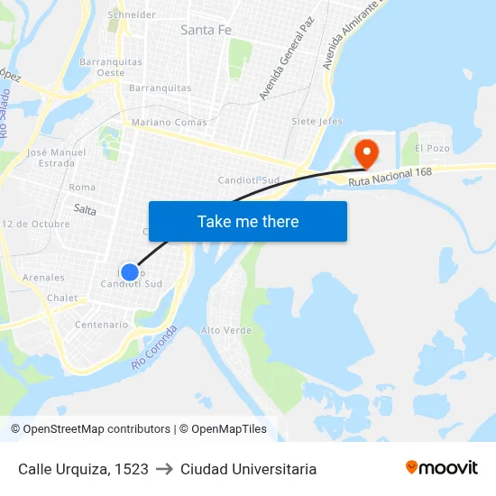 Calle Urquiza, 1523 to Ciudad Universitaria map