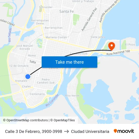 Calle 3 De Febrero, 3900-3998 to Ciudad Universitaria map