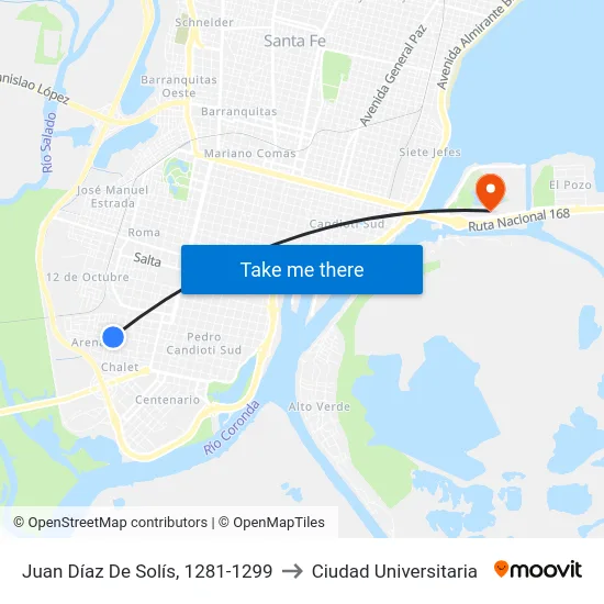 Juan Díaz De Solís, 1281-1299 to Ciudad Universitaria map