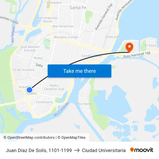 Juan Díaz De Solís, 1101-1199 to Ciudad Universitaria map