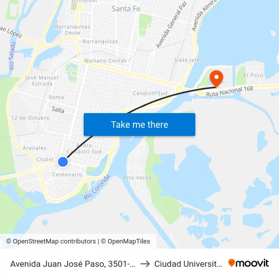 Avenida Juan José Paso, 3501-3515 to Ciudad Universitaria map