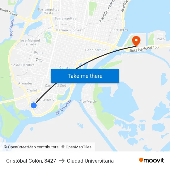 Cristóbal Colón, 3427 to Ciudad Universitaria map