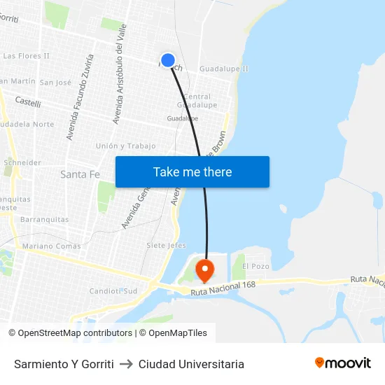 Sarmiento Y Gorriti to Ciudad Universitaria map