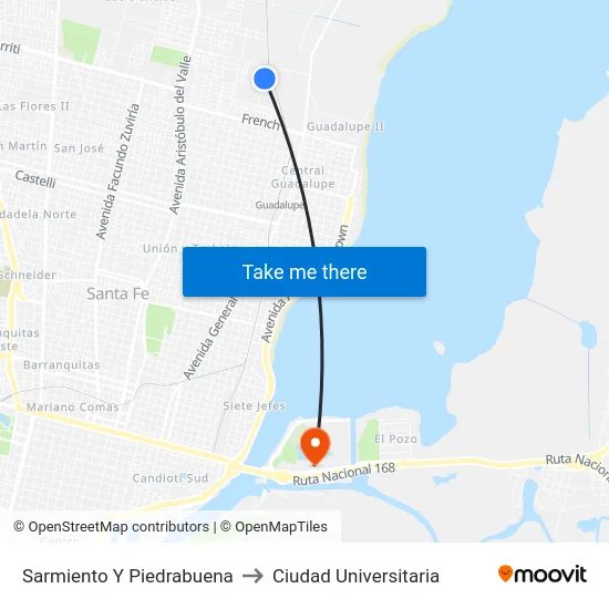 Sarmiento Y Piedrabuena to Ciudad Universitaria map