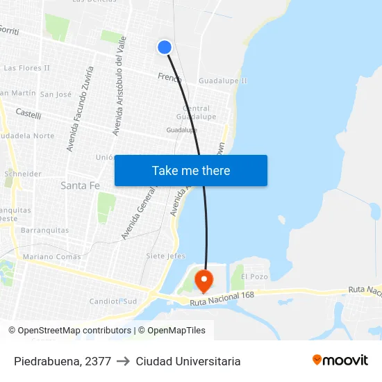 Piedrabuena, 2377 to Ciudad Universitaria map