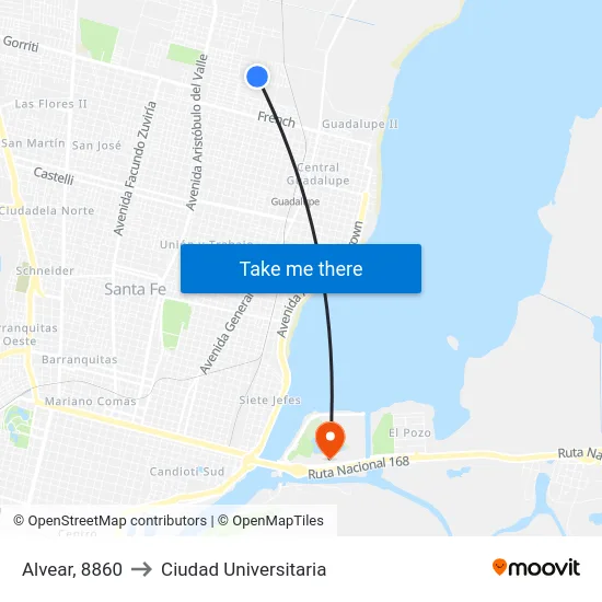 Alvear, 8860 to Ciudad Universitaria map