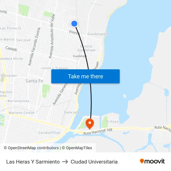 Las Heras Y Sarmiento to Ciudad Universitaria map