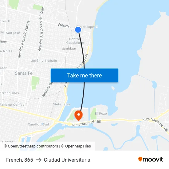 French, 865 to Ciudad Universitaria map