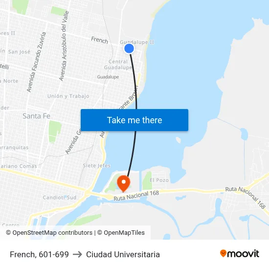 French, 601-699 to Ciudad Universitaria map