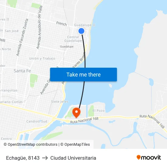 Echagüe, 8143 to Ciudad Universitaria map