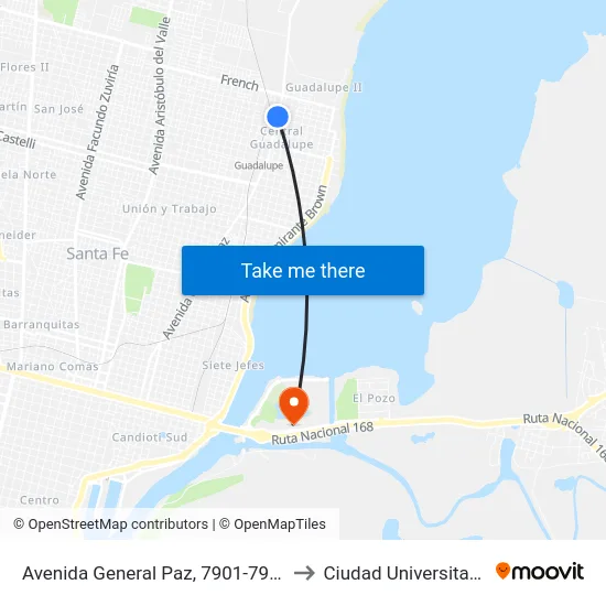 Avenida General Paz, 7901-7999 to Ciudad Universitaria map