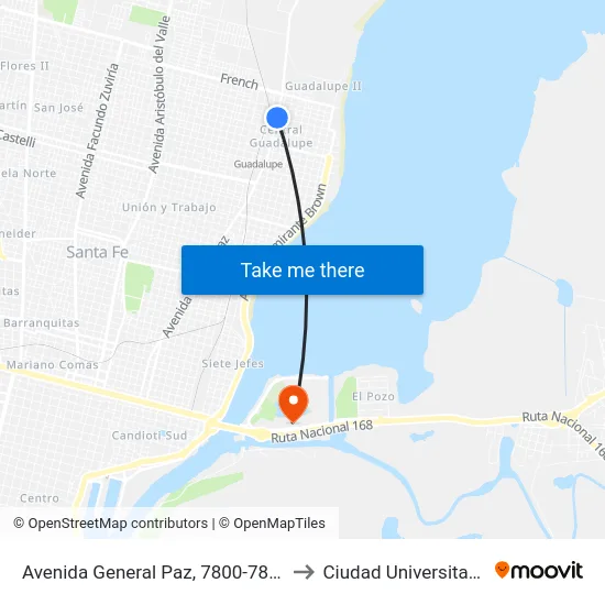 Avenida General Paz, 7800-7898 to Ciudad Universitaria map