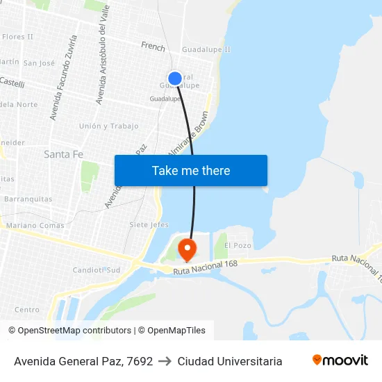 Avenida General Paz, 7692 to Ciudad Universitaria map