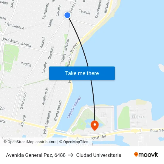 Avenida General Paz, 6488 to Ciudad Universitaria map