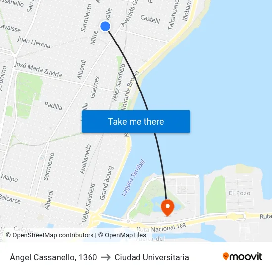 Ángel Cassanello, 1360 to Ciudad Universitaria map