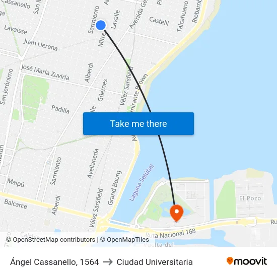 Ángel Cassanello, 1564 to Ciudad Universitaria map