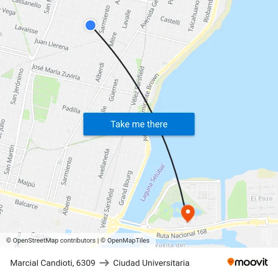 Marcial Candioti, 6309 to Ciudad Universitaria map
