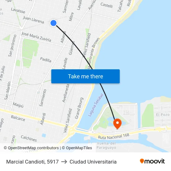 Marcial Candioti, 5917 to Ciudad Universitaria map
